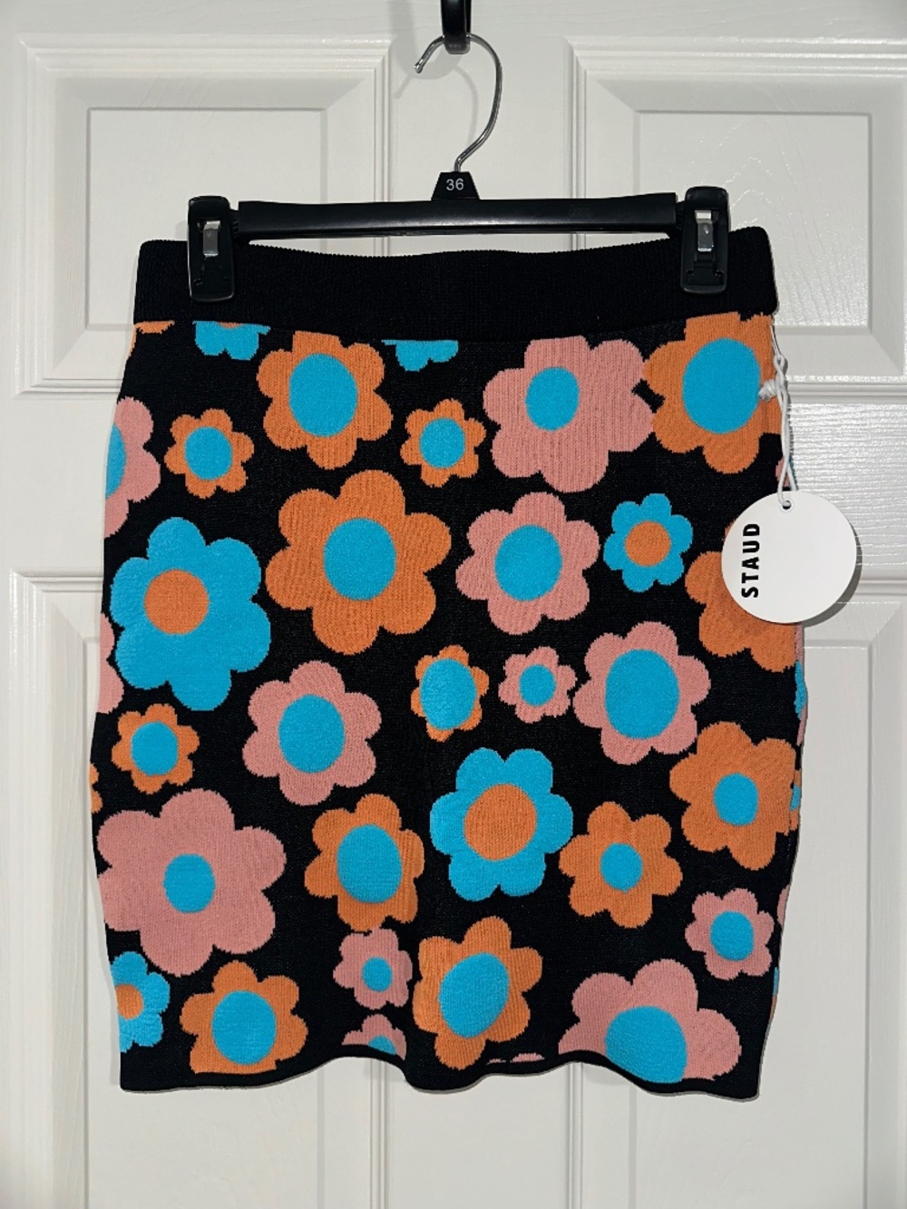 Staud Clothing Black Flower Knit Skirt (Discontinued) NWT
